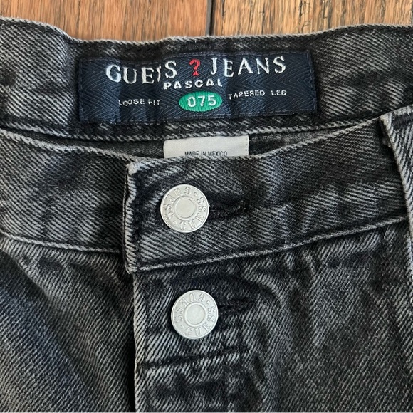 Vintage 80s Guess Jeans Faded Black High Rise Green Patch Relaxed Street 16 33 - Picture 8 of 14